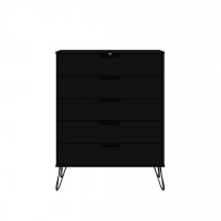 Manhattan Comfort 154GMC2 Rockefeller 5-Drawer Tall Dresser with Metal Legs in Black